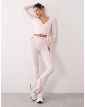 4505 Kick Flare Yoga leggings With Tie Waist Detail - Pink
