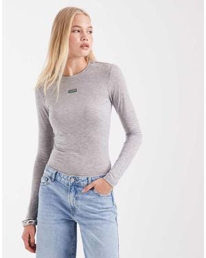 Lacoste Label Detail Long Sleeve Jersey Top - Blue