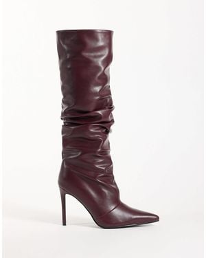 SIMMI Simmi London Saxon Ruched Knee Boots - Purple