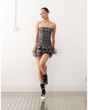 Motel Pramila Button Detail Check Mini Dress - Multicolor