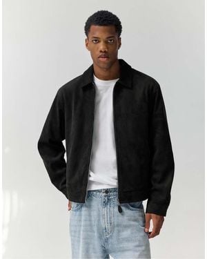 Pull&Bear Faux Suede Jacket - Black