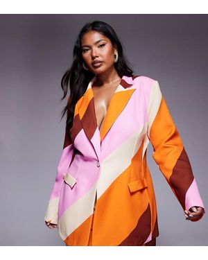 ASOS Curve Co-ord Single Breasted Tailored Suit Blazer - Orange
