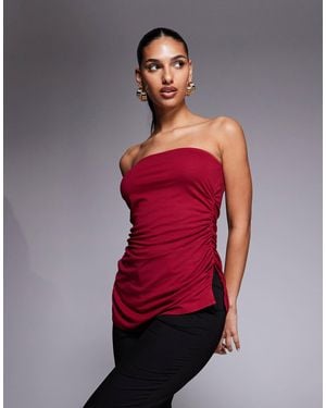 Oh Polly Modal Long Length Bandeau Top - Red