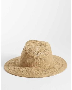 Accessorize Cappello Da Cowboy Ripiegabile Color Cuoio Intrecciato - Neutro