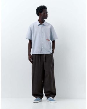 Pull&Bear Linen Blend Trousers - Grey