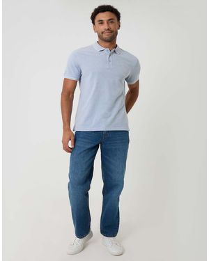 Threadbare Two Tone Cotton Pique Polo Shirt - Blue