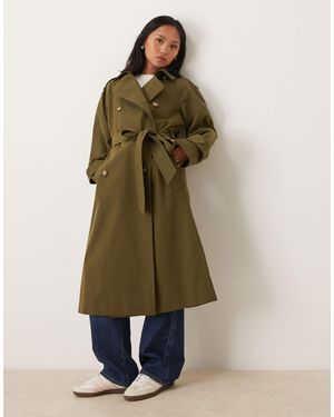ASOS Asos Design Petite Longline Trench Coat - Green