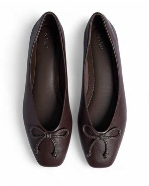 NA-KD Squared Toe Bow Ballerinas - Black