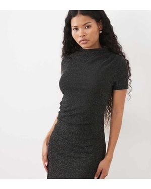 Vero Moda Short Sleeve Ruched Mini Dress With Glitter - Black