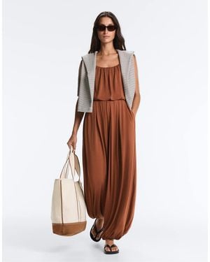 Oysho Modal Blend Balloon Trousers - Brown
