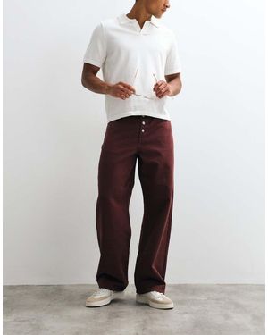 ASOS Baggy Trousers With Exposed Buttons - White