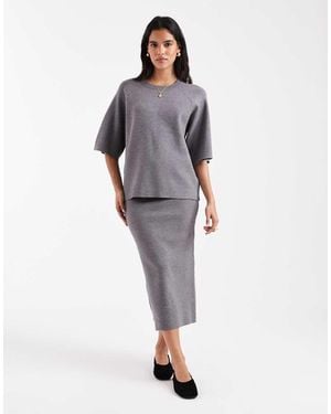 Object Structured Knit Midi Skirt Co-Ord - Grey