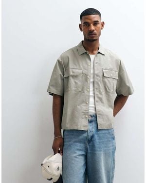 ASOS Boxy Oversized Cotton Twill Shirt - Grey