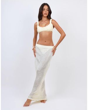 SIMMI Sheer Sequin Knit Co-Ord Maxi Skirt - White