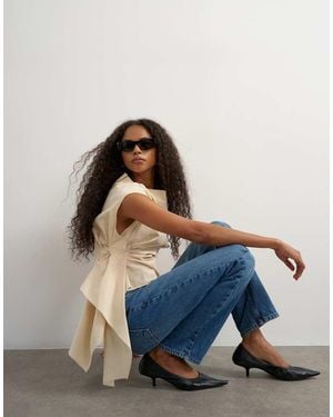 TOPSHOP Poplin Top Met Schuine Hals En Gedraaide Zijkant - Blauw