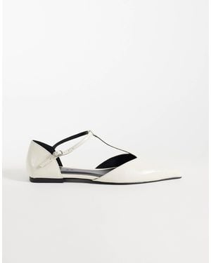 ASOS Lover Pointed T Bar Ballets - Metallic