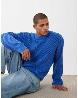 ASOS – gerippter oversize-strickpullover - Blau