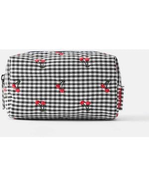 Pull&Bear Gingham Fruit Wash Bag - White