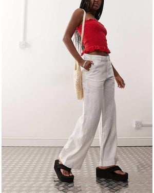 Weekday Loose Carpenter Linen Blend Trousers - White