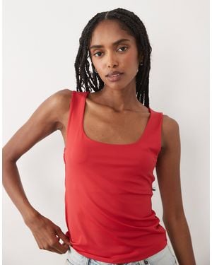 Mango Teen Square Neck Tank Top - Red