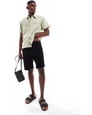 JJ Rebel Pantalones Cortos Chinos Negros De - Blanco