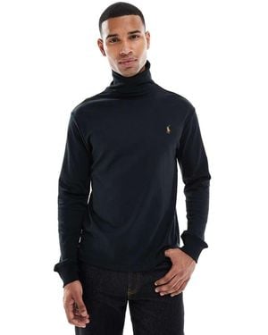 Polo Ralph Lauren Icon Logo Jersey Pima Cotton Long Sleeve Turtle Neck T-shirt - Blue