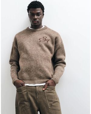 ASOS Oversize-strickpullover mit stickerei - Grau