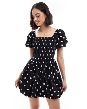 Miss Selfridge Puffball Mini Dress - Black