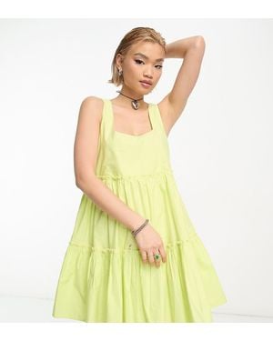 Collusion Tiered Volume Mini Summer Dress - Yellow