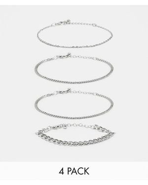 ASOS 4 Pack Chain Bracelet Set - White