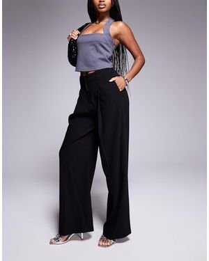 River Island Pantaloni Sartoriali Con Fondo Ampio Neri - Blu
