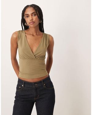 Motel Marti V-neck Top - Green