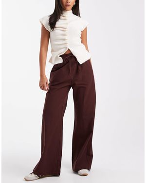 Miss Selfridge Pantalon ample - chocolat - Rouge