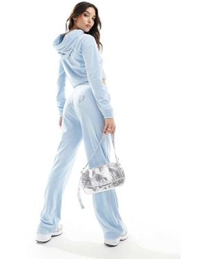Juicy Couture Diamante Velour Tracksuit Bottoms Co-Ord - Blue