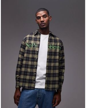 No Problemo Long Sleeve Cotton Shirt With Logo - Gray