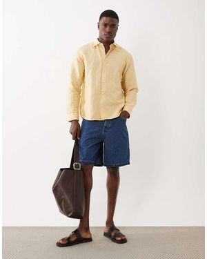 SELECTED Linen Blend Long Sleeve Shirt - Blue