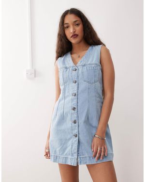 Noisy May Denim Waistcoat Mini Dress - Blue
