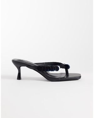 SIMMI Simmi London Dixy Toe Post Kitten Heel Sandals With Sequins - Black
