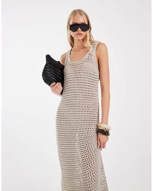 ASOS Scoop Neck Edge Metallic Maxi Dress - Natural