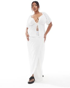 Esmee Curve Exclusive Tie Side Wrap Maxi Beach Skirt - White