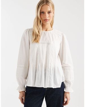 ONLY Boho Detail Shirt With Front Pleats - White