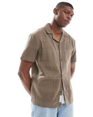 Native Youth York - chemise brossée à carreau avec col à revers - Marron