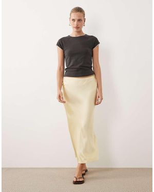New Look Satin Bias Midi Skirt - Natural