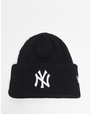 KTZ Ny Yankees Wide Cuff Ribbed Knit Logo Beanie - Blue