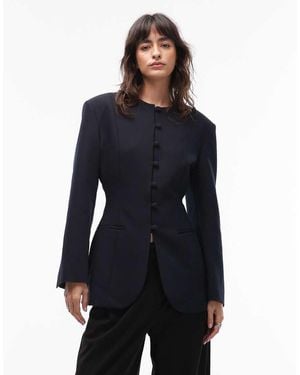 ASOS Slim Fit High Neck Blazer - Blue