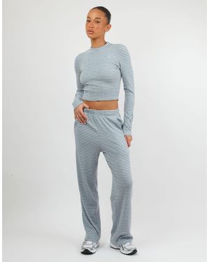 SIMMI Monique Soft Stripe Fine Ribbed Long Sleeve Top - Blue