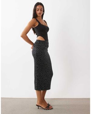 Oh Polly Modal Square Neck Bodice Draped Skirt Detail Midi Dress - White