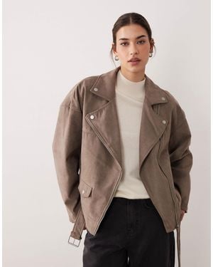 JJXX Faux Suede Biker Jacket - Natural