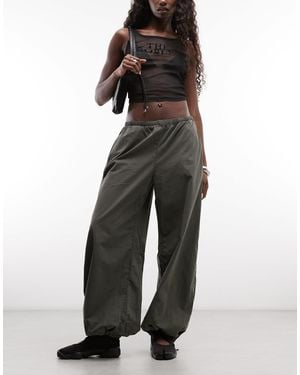 Weekday Ripstop Oversized Pants With Drawstring Hem - Green