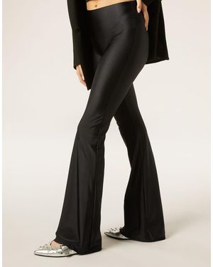 Calzedonia Super Shine Flared Trousers - Black